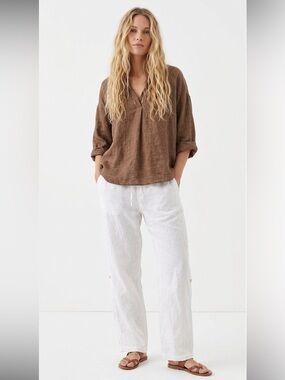 LINEN PANTS WESTORY Pure White Casual Women’s Pants Size 38